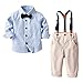 Autunno Vestiti del Neonato Set di Abbigliamento Casuale per Bambini Camicia a Quadri a Maniche Lunghe + Pantaloni con Bretelle + Papillon 6-12 Mesi