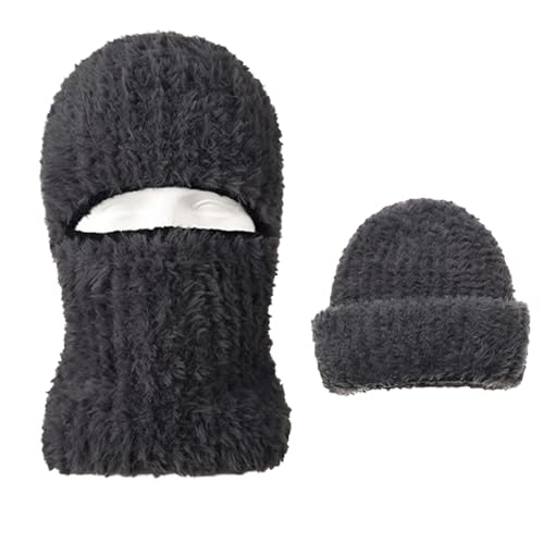 JFAN Gorra Termico Invierno Forro Polar Sombrero Balaclava Mujer Hombre Cálido Gorro Nieve para Esquí Ciclismo Gris Oscuro