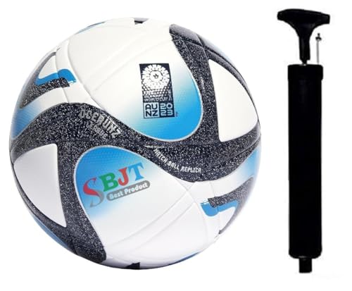 Image of Football for All Ages Suited for The Grass Fields | PU | Suitable for Grass |Practice Ball | Soccer Ball | for Men /Women | Football Size - 5 (Ad Blue with Pump-01)