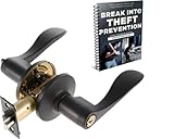 TOLEDO Lever Front Door Lock Set : Keyed Alike : Wave Keyed Entry Lever Door Handle with Keys : Anti Bump & Pick Security Prevents Break Ins : Black Iron US514