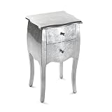 Versa Cagliari Mesilla de Noche Mesa pequeña o Auxiliar para el Dormitorio o Salón, con 2 cajones, Medidas (Al x L x An) 71 x 35 x 40 cm, Madera, Color Plateado