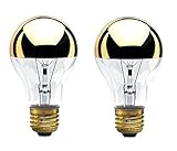 Bulbrite 60A19HG 60-Watt A19 Bulb, Half Gold, Medium Base - 2 Pack
