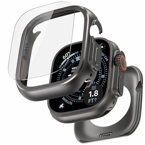RHBBBDN アップルウォッチ メタル カバー 49mm 対応 Apple Watch Ultra 3/2/1 ケース 2 in 1 全面保護 金属製 Apple watch フィルム付き ステンレス iWatch ウルトラ 3/2/1 ケース 49 mm チタン