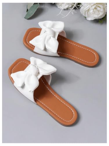 Image of Verdusa Girl's Bows Square Toe Sandals Casual Summer Flat Sandal
