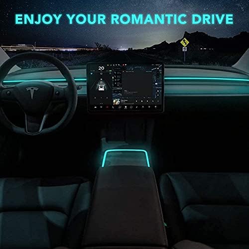 BASENOR Tesla Model Y Model 3 Neon Light Tubes RGB Interior LED Strip Lights with App Controller 2023 2022 2021