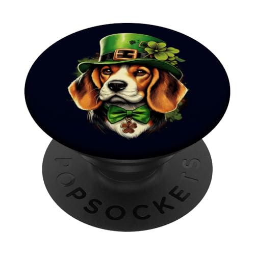 Leprechaun Kerry Beagle St Patricks Day Dog Funny Dogs Proprietario PopSockets PopGrip Adesivo