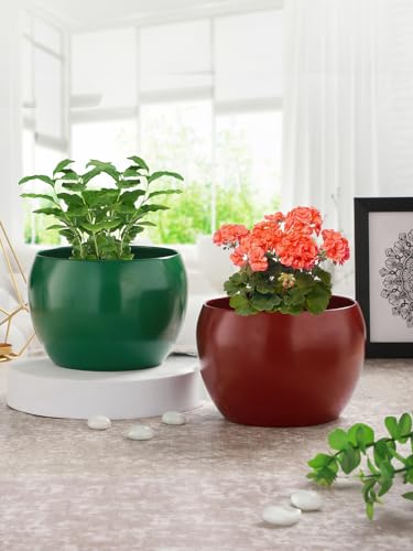 Image of Designer Metal Planter Pots for Living Room Home Decor Indoor Plants Drawing Room Balcony Office Decoration Ideas for Plants Set of 2 (Plants not Included)