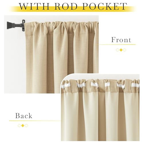 NICETOWN Room Darkening Linen Curtains & Drapes, Pinch Pleated Faux Linen Blend Cold/Sun Blocking Curtains Thick Window Dressing for Living Room/Farmhouse, Oatmeal, 2 Panels, W50 x L96 by NICETOWN - Used condition - Image 8
