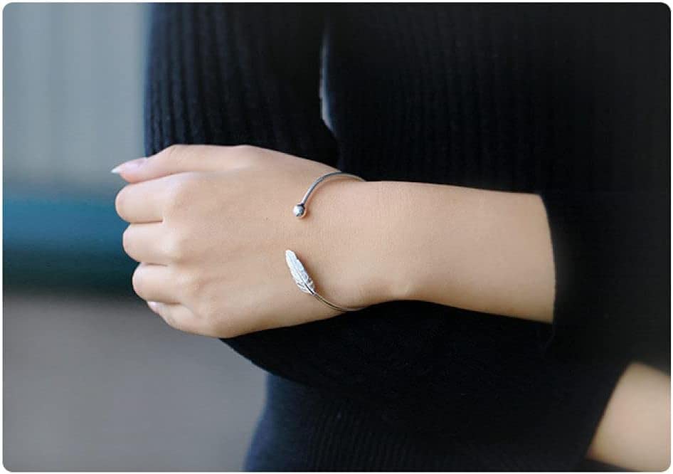 Bague réglable argent sterling anti-allergie plume S925