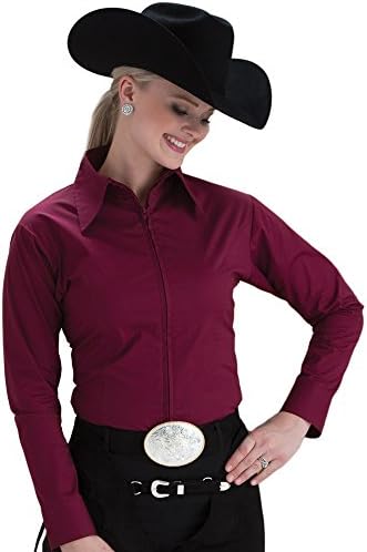 Burgundy Zip Front Show Blouse 