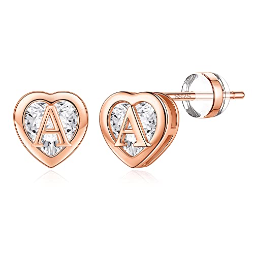Iefwell Rose Gold Earrings For Girls, Hypoallergenic Earrings For Girls Letter A Earrings Cute Heart Stud Earrings For Teen Girls Earrings For Girls Jewelry For Girls Rose Gold Earrings #TOP17