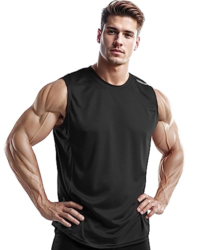 DRSKIN Men's 4, 3, 1 Pack Tank Tops Sleeveless Shirts Workout Athletic Muscle Mesh Dry Fit Gym Training Active Athletic2