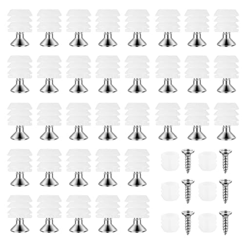 110 Sets Hinge Expansion Dowels with Screws, M4 x 8 mm White Plastic Hinge Dowel Inserts with M3.5 x 13 mm Screws, for Cabinet Cupboard Door Desk Chair Fixings