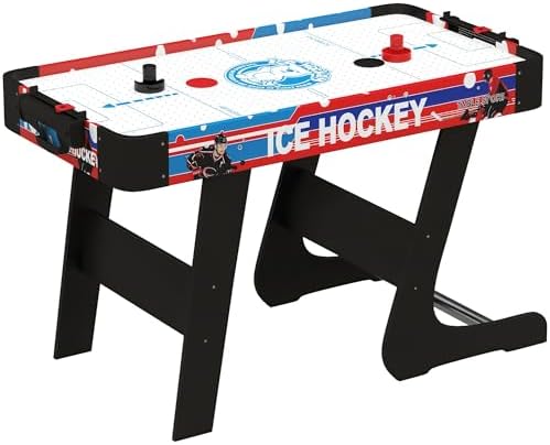 Soozier 40" Air Hockey Table for Youth and Adults, Folding Air Hockey Arcade Table with 2 Pucks, 2 Pushers, Scoreboard for Family Game Room, Living Room, White