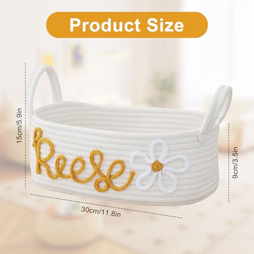 Baby-Geschenkkorb, Aufbewahrungskorb Geflochten Personalisierte Baby Windel Geflochtene Aufbewahrungskörbe, Aufbewahrungskorb für Babyspielzeug und Kleidung Caddy Organizer Geschenkkorb