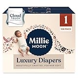 Milm Baby Diapers Size 1 (6-11lbs) – Ultra Soft, Leak-Proof, Hypoallergenic Disposable Diapers – 108 Count