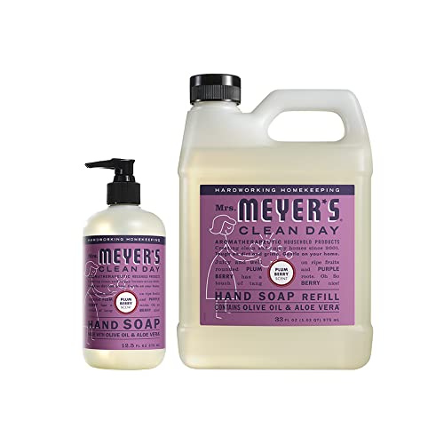 Mrs. Meyer's Hand Soap Variety, 1 Refill, 1 Hand Soap (Plum Berry) #TOP28