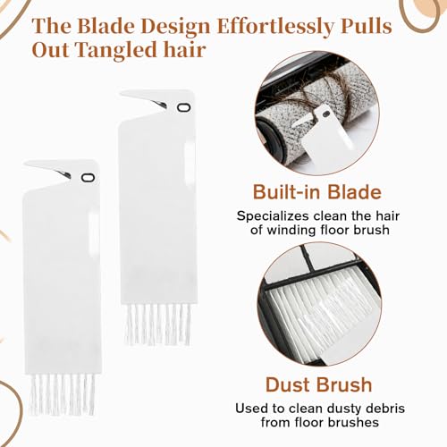 Image of 4 PCS Handheld Vacuum Brush Cleaner Tool, Universal Vacuum Brush Cleaning Tool, 2-in-1 Roller Cleaning Tools for Sweeping Robot (White)