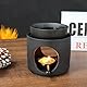 Zweipappel Duftlampe aus Keramik mit Teelichthalter | Aromalampe | Duftöl und Duftwachs diffusor | H*11cm ø10cm Abnehmbare Schale | Gerillte Oberfläche | (Schwarz)