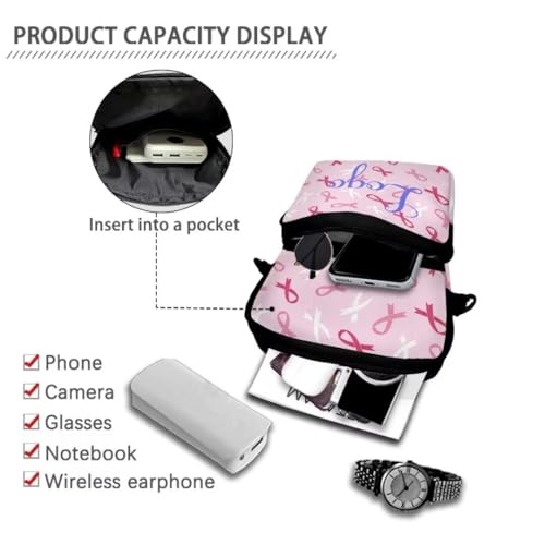 Image of Crossbody Bag for Women Sling Purse Pink Ribbon Cell Phone Holder with Straps