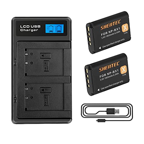2X Shentec 1800mAh Li-Ion Compatible Avec Batterie NP-BX1 M8 et CyberShot DSC HX90 HX95 HX99 RX100 WX350 HX400V HDR AS100V FDR X1000 X3000