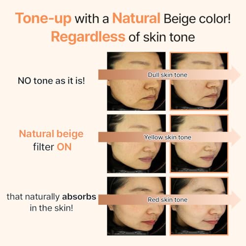 MAKEP:REM MAKE P:REM Glow Beige Tone Up Sunscreen, Foundation-Free Mineral Sun Care, Skin Tone Correction, Lightweight, Korean Sunscreen, Korean Skin Care, SPF 50, 1.69 fl.oz. (50ml)
