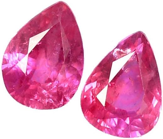 Miniatura 6 de Par de 2,72 CTS de corte de pera de rubí natural certificado de 0.315 x 0.236in, gemas sueltas calibradas de la mejor calidad, 8x6, Gema, rubí