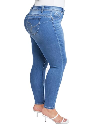 YMI Women's Plus Sustainable Wannabettabutt Skinny Jeans2