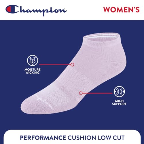 Image of Champion Women's Low Cut Breathable Moisture-Wicking Athletic Socks, 6-Pack