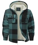WENTTUO Chaqueta de franela a cuadros con cremallera y forro polar Sherpa para hombre, Medium