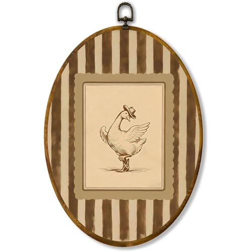 zewepri Cowboy Goose Oval Wall Art, Vintage Western Canvas, 8.5x11.5