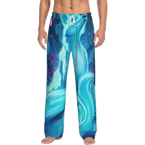 Pantalon de pyjama homme imprimé renard bleu magique décontracté