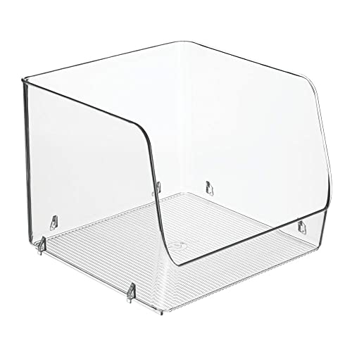 Mdesign Extra Large Household Stackable Plastic Food Storage Organizer Bin Basket With Wide Open Front For Kitchen Cabinets, Pantry, Offices, Closets, Bedrooms, Bathrooms - 8.5" Wide, 2 Pack - Clear #TOP7