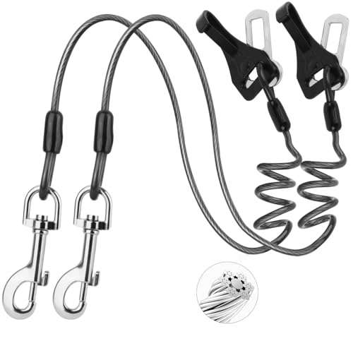 Dog Seat Belt for Car,2 Pcs Chew Proof Dog Car Seat Belt,Dog Seatbelt Harness with Elastic Bungee Buffer,Supports All Cars,Car Harness for Dogs Safety Seat Belt,Car Seatbelt for Large Dogs Chewer