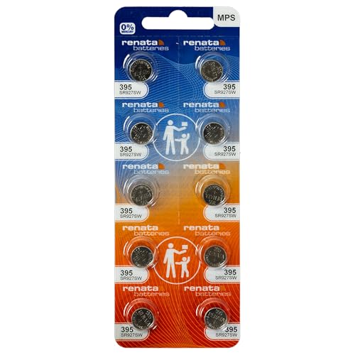 Renata 395 SR927SW Batteries - 1.55V Silver Oxide 395 Watch Battery (10 Count)