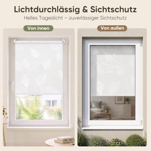 Sekey Lichtdurchlässig Rollo ohne Bohren Seitenzugrollo 100x200cm – Ansicht 2
