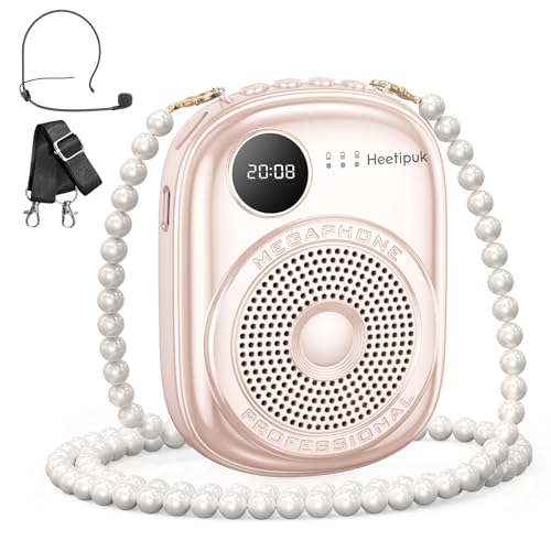 heetipuk Voice Amplifier Microphone Headset,Portable Voice Amplifier,PA Systems for Teachers,Training,Shopper Guide,Tour Guide, Supports TF Card