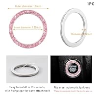 Kewucn Bling Crystal Double Rhinestone Car Engine Start Decoration Ring, Sparkling Push Start Button Sticker, Key Ignition & Knob Ring Decoration, Bling Car Interior Accessory(Pink) — image 2