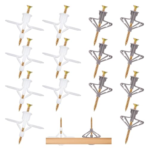 200 Pieces Cheville pour Parpaing Creux, Vis et Chevilles Fixations Murales Creuses, Ancrages pour Plaques de Plâtre, Chevilles avec Vis pour Plaques de Plâtre, pour Murale Plaque de Plâtre