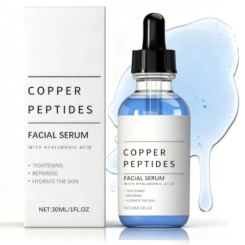 GHK-Cu Copper Peptides Serum 1%, Anti-Aging Face Serum for Fine Lines & Skin Elasticity, Multi-Peptide Formula Plumps & Radiant Skin, 30ml
