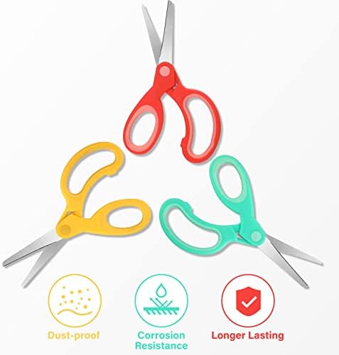 Left-Handed Kids Scissors Lefty Stainless Steel Scissors 5.9 Inch Left Handed Pointed Scissors Soft Grip Office Craft Shears Scissors for Office Home Household School Supplies (,3 Pieces)