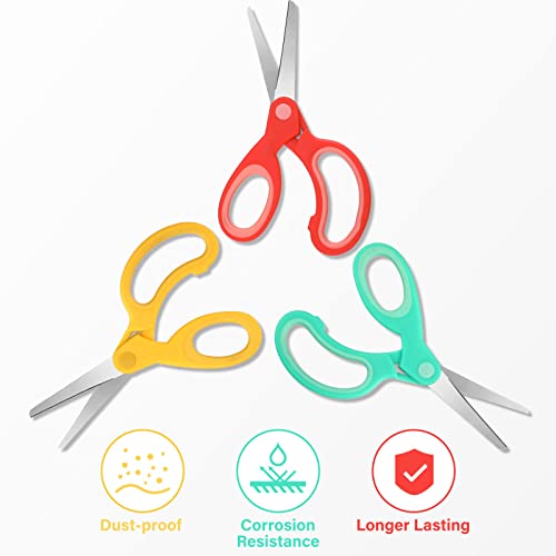 Left-Handed Kids Scissors Lefty Stainless Steel Scissors 5.9 Inch Left Handed Pointed Scissors Soft Grip Office Craft Shears Scissors For Office Home Household(Red, Green, Yellow,3 Pieces) #TOP3
