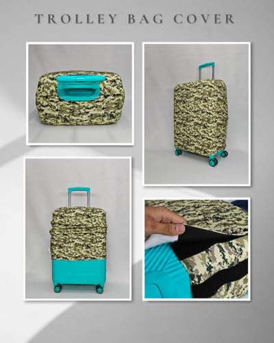 Image of Army Printed Luggage Cover for Traveling Bag & Suitcase - Stretchable & Scratchproof Trolley Protector with Velcro Lock & Lightweight Washable Material(Suitcase Not Included, Only Cover in Product)