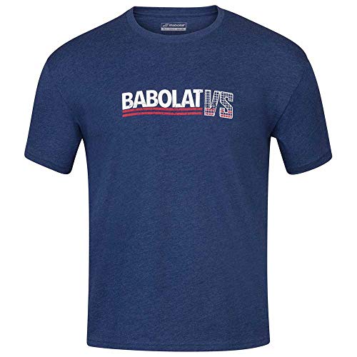Babolat Men's Exercise Vintage Crew Neck Tennis Tee, Estate Blue Heather (Us Size Small) #TOP5