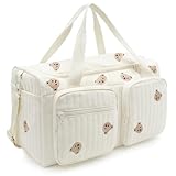 PinDaito Borsa Fasciatoio Grande Borsa Maternità per Parto 48 × 22 × 26 cm, Neonato Cambio, Mommy Bag Multiuso, Cambio Neonato in Cotone con Ricamo, Mommy Bag per Ospedale, Viaggi e Passeggino