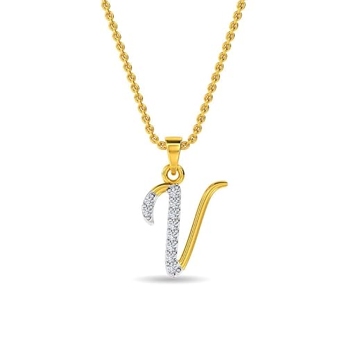 KISNA JEWELS 14K BIS Hallmark Pure Yellow Gold & SI Real Diamond Pendant for Women