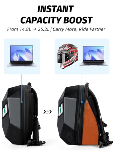 Gelrova Speaker Cycling Backpack - LED Bicycle Backpack With Speakers, Expandable Helmet Storage for Scooter Bike, 15-16" Laptop Compartment, Knight Pro 19inch, Battery not included