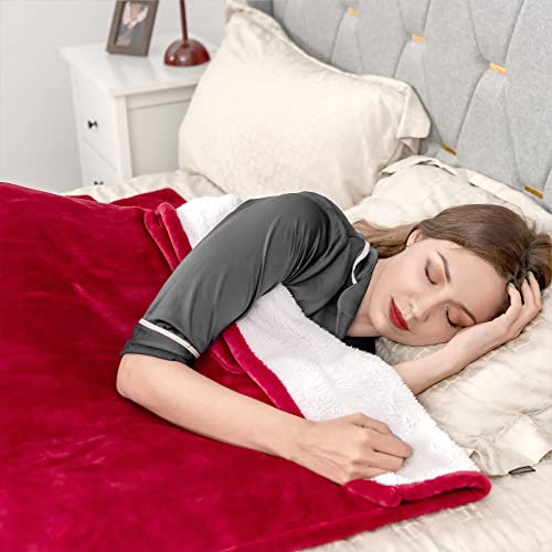 Image of Giantex Electric Heated Throw Blanket - 84 inch x 62 inch Electric Heating Blanket Throw w / 5 Heating Levels 10 Hours Auto-Off Overheat Protection Washable for Home & Office Full Body Warming (Red, Twin)