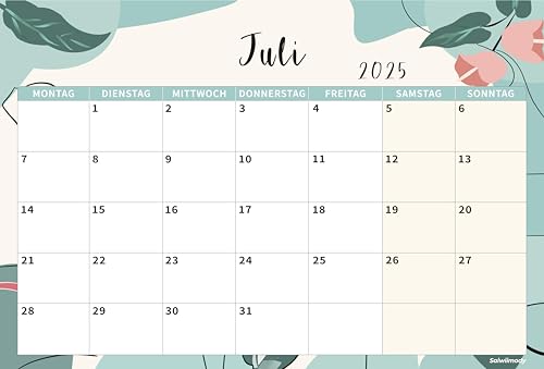 Saiwiimody Calendario de pared 2026, calendario de julio de 2025 a diciembre de 2026, planificador familiar con vacaciones, flores vegetales, calendario familiar para el hogar, oficina, calendario