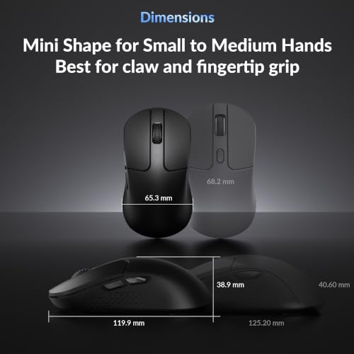 Image of Keychron M3 Mini 8K Wireless Gaming Mouse, 55g Lightweight, PixArt 3950 Sensor, 30K DPI, Bluetooth 5.3 /2.4GHz /Wired, Programmable, 140H Battery, for Mac /Windows /Linux - Black